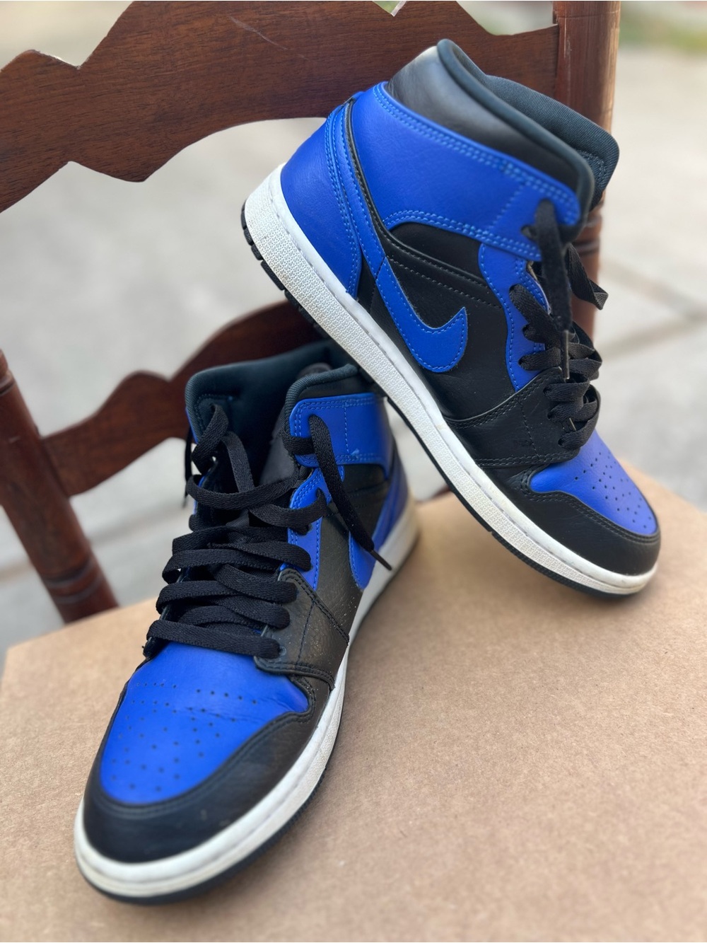 Air Jordan 1 Mid ‘Hyper Royal’ Blue and Black High-Top Sneakers